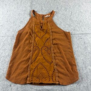 Parallel Skies Women Mustard Yellow Sleeveless Blouse Small